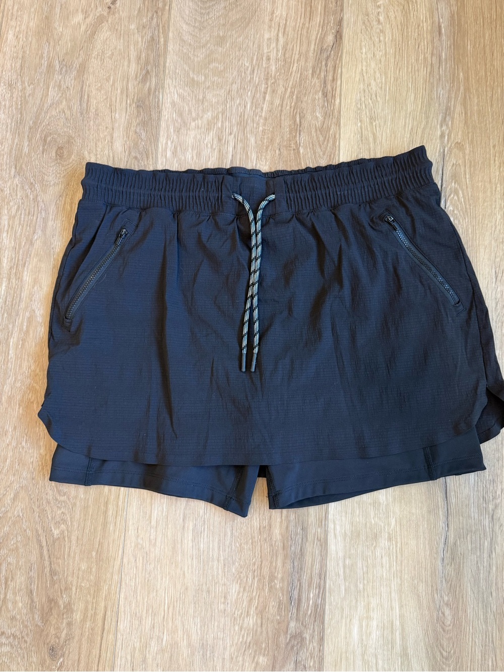 Athleta Black Layered Active Skort with Zip Pockets